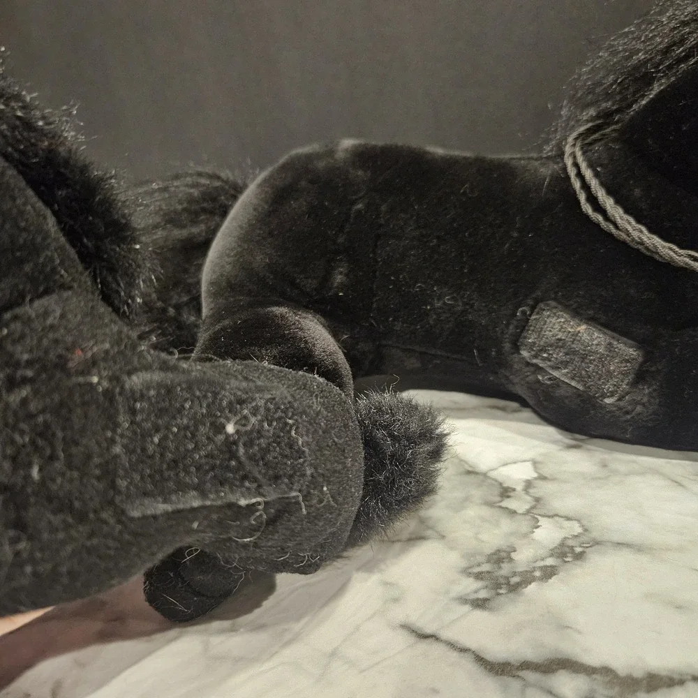 Black Horse Plush w/‎ Baby Foal Hook & Loop Set 14